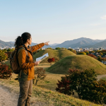 Güney Kore gezi planı için Seul, Gyeongju ve Busan şehirlerini temsil eden Kore seyahat manzarası